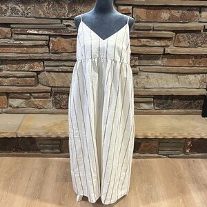 Jenni Kayne Cove Dress in Gold Stripe Spaghetti Strap Ankle Length